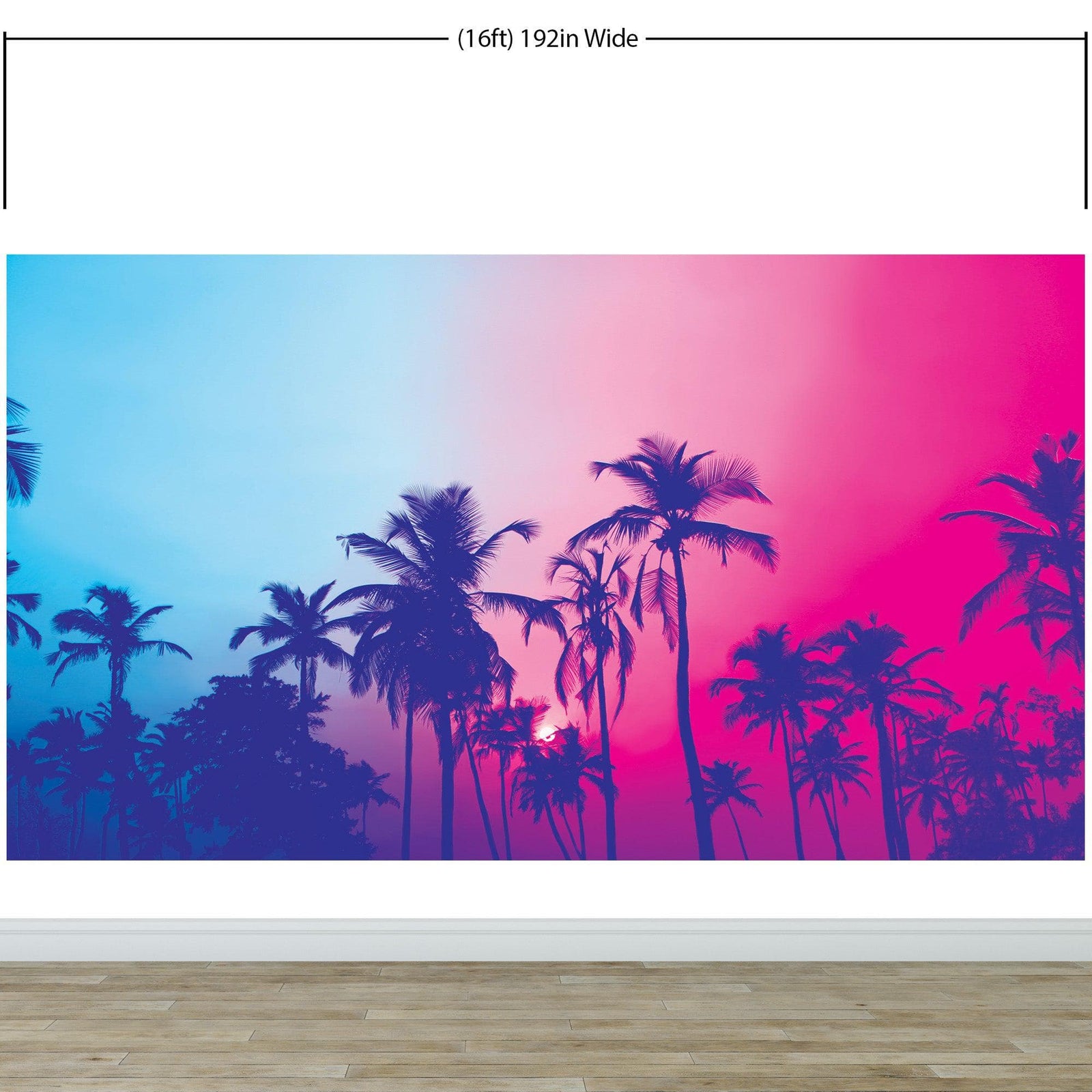 Mural de pared Miami Tropical Palm Tree Vice Color. Colores vivos Miami Vice Blue y Fucsia. #6281