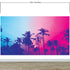 Mural de pared Miami Tropical Palm Tree Vice Color. Colores vivos Miami Vice Blue y Fucsia. #6281