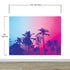 Mural de pared Miami Tropical Palm Tree Vice Color. Colores vivos Miami Vice Blue y Fucsia. #6281