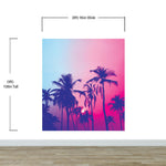 Mural de pared Miami Tropical Palm Tree Vice Color. Colores vivos Miami Vice Blue y Fucsia. #6281