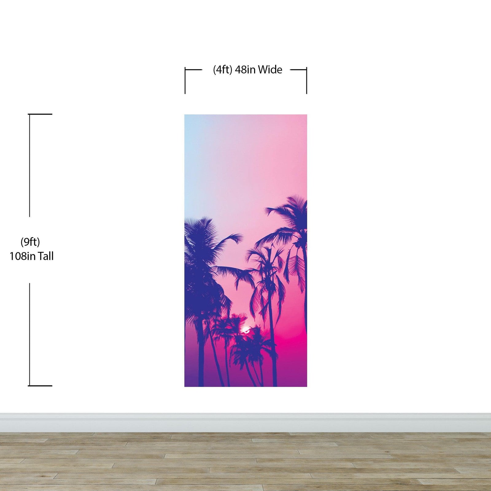 Mural de pared Miami Tropical Palm Tree Vice Color. Colores vivos Miami Vice Blue y Fucsia. #6281
