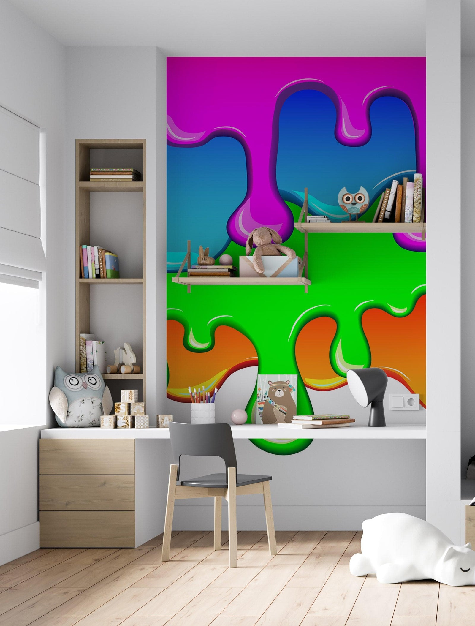 Mural de pared con salpicaduras de tinta y colores brillantes. #6285