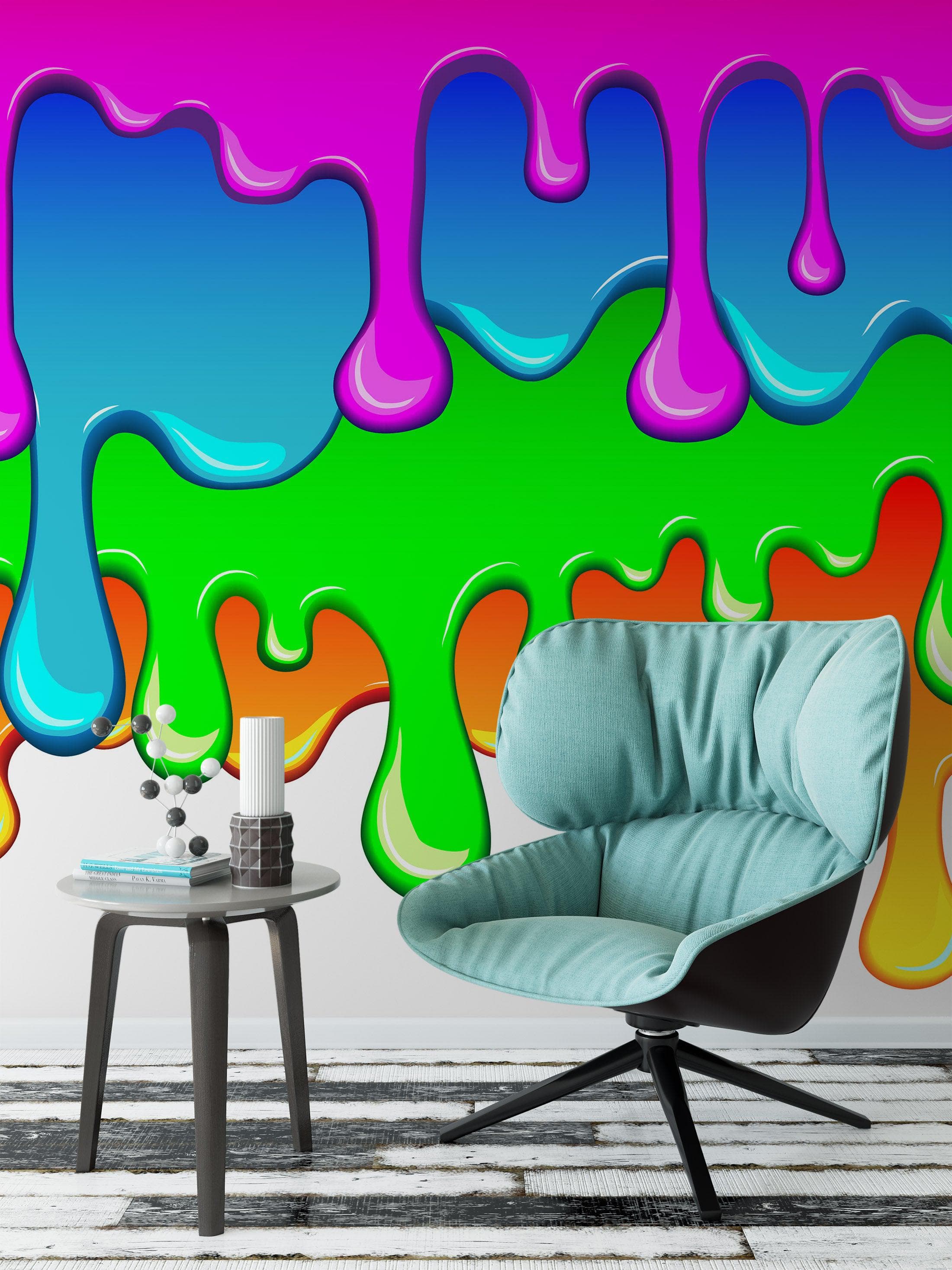 Mural de pared con salpicaduras de tinta y colores brillantes. #6285
