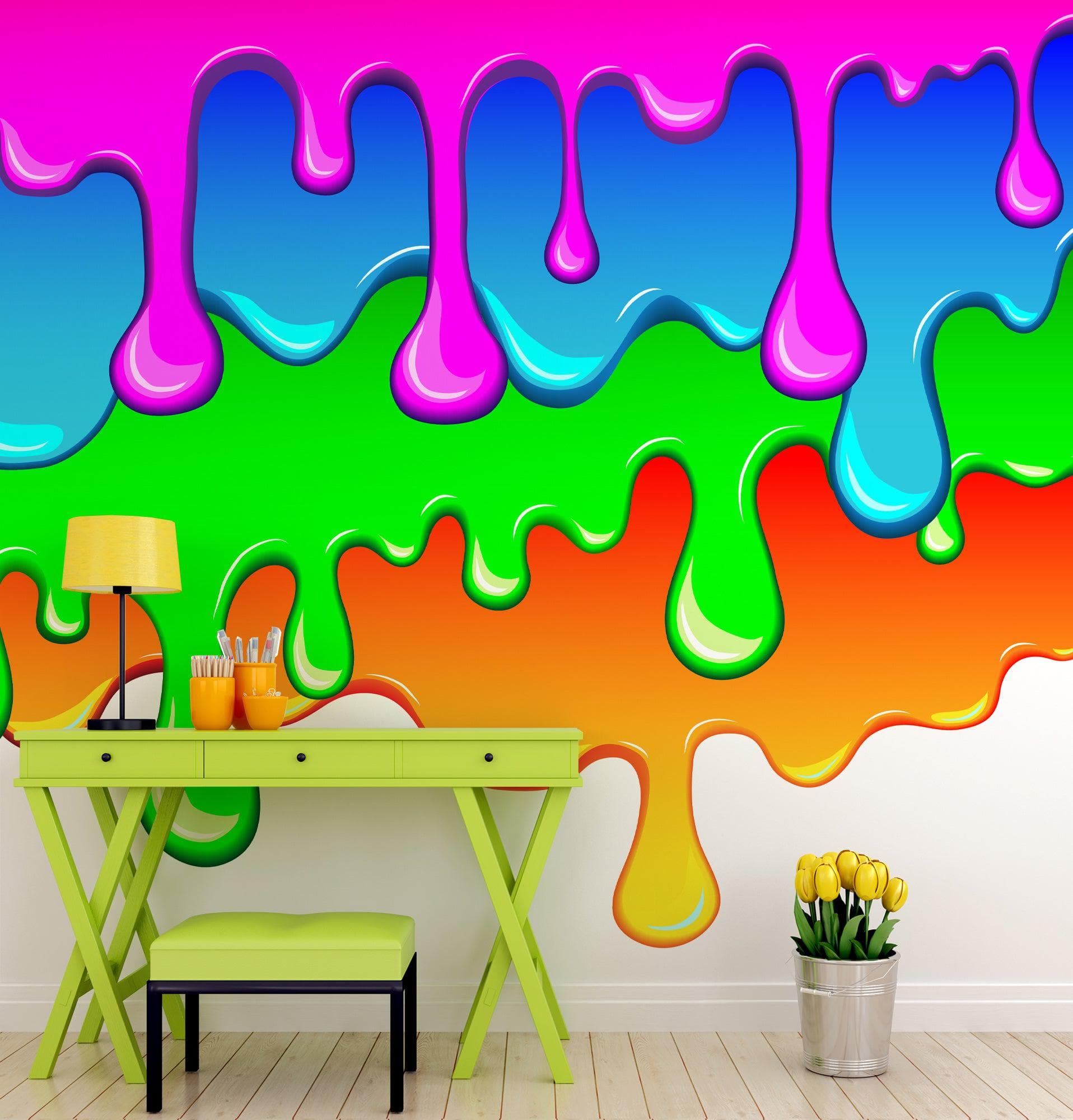 Mural de pared con salpicaduras de tinta y colores brillantes. #6285