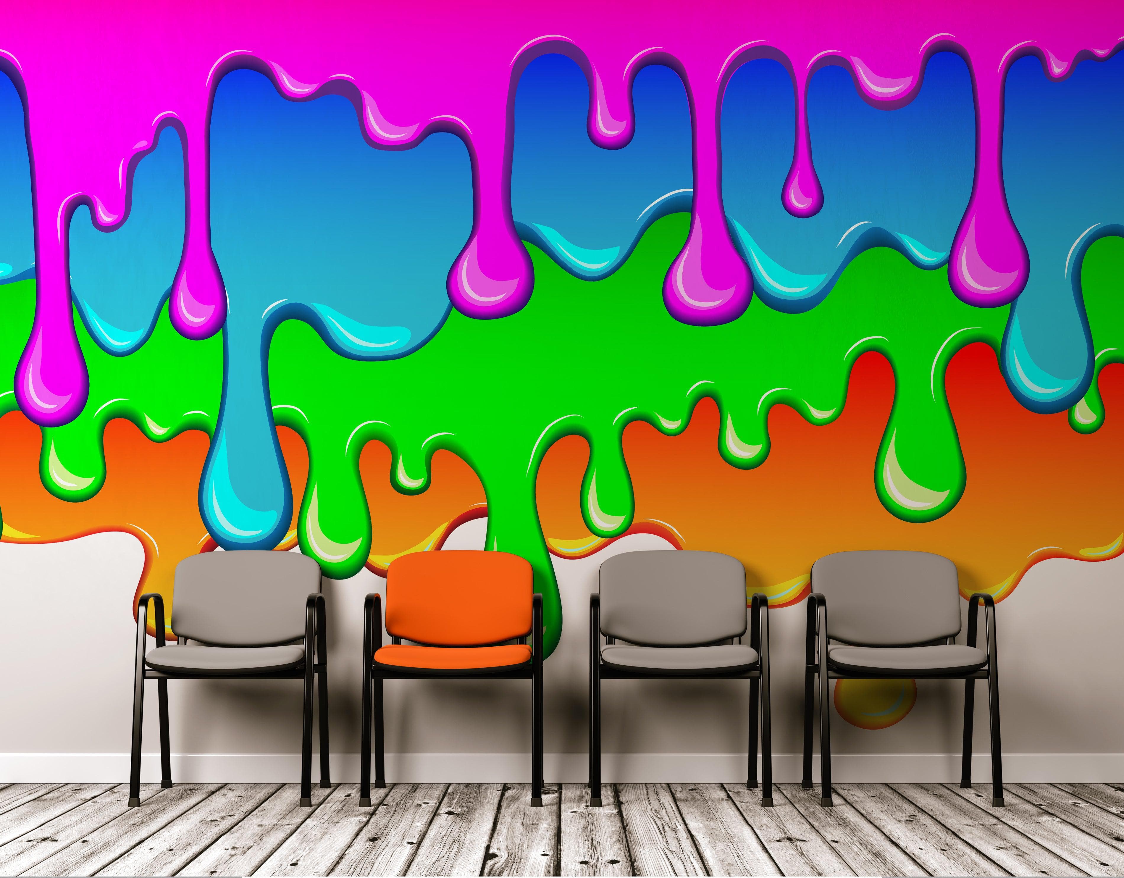 Mural de pared con salpicaduras de tinta y colores brillantes. #6285
