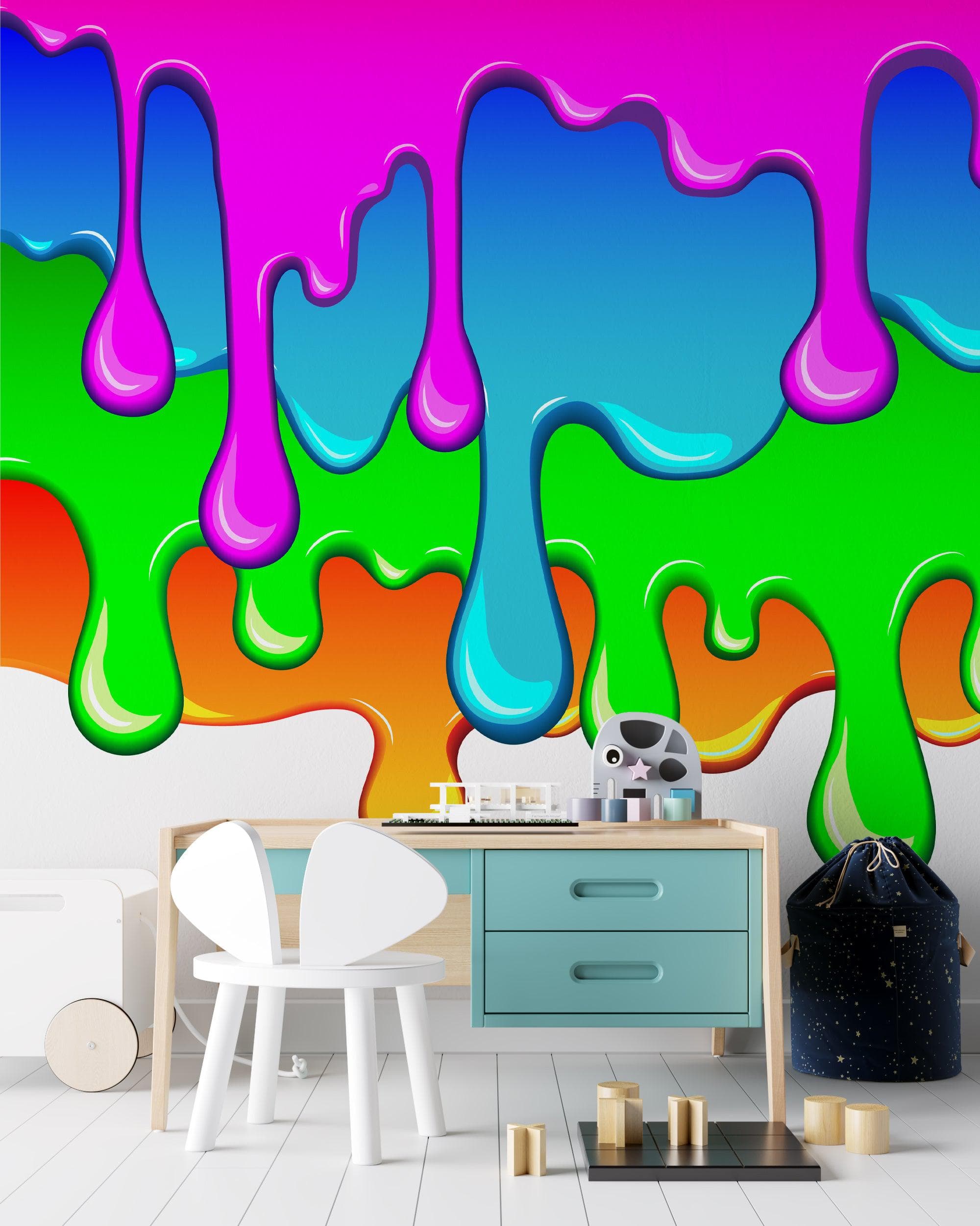 Mural de pared con salpicaduras de tinta y colores brillantes. #6285