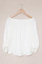 White Off-Shoulder Top with Elasticated Cuffs