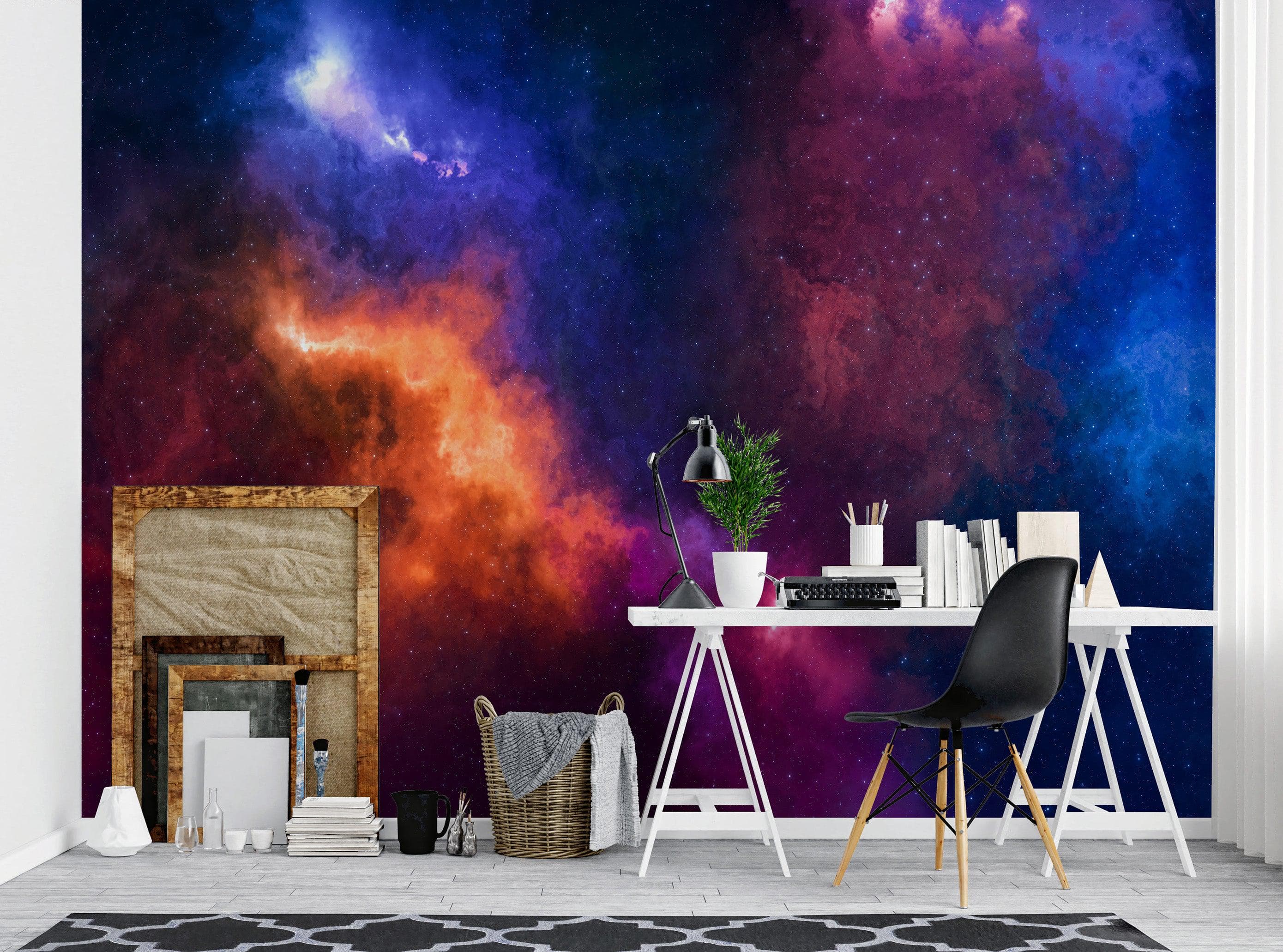 Mural de pared con diseño de galaxia espacial y nebulosa, papel tapiz autoadhesivo. #6295