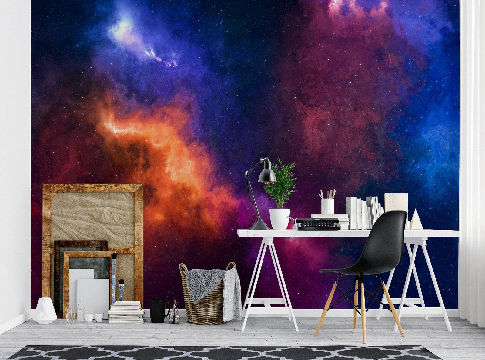 Mural de pared con diseño de galaxia espacial y nebulosa, papel tapiz autoadhesivo. #6295