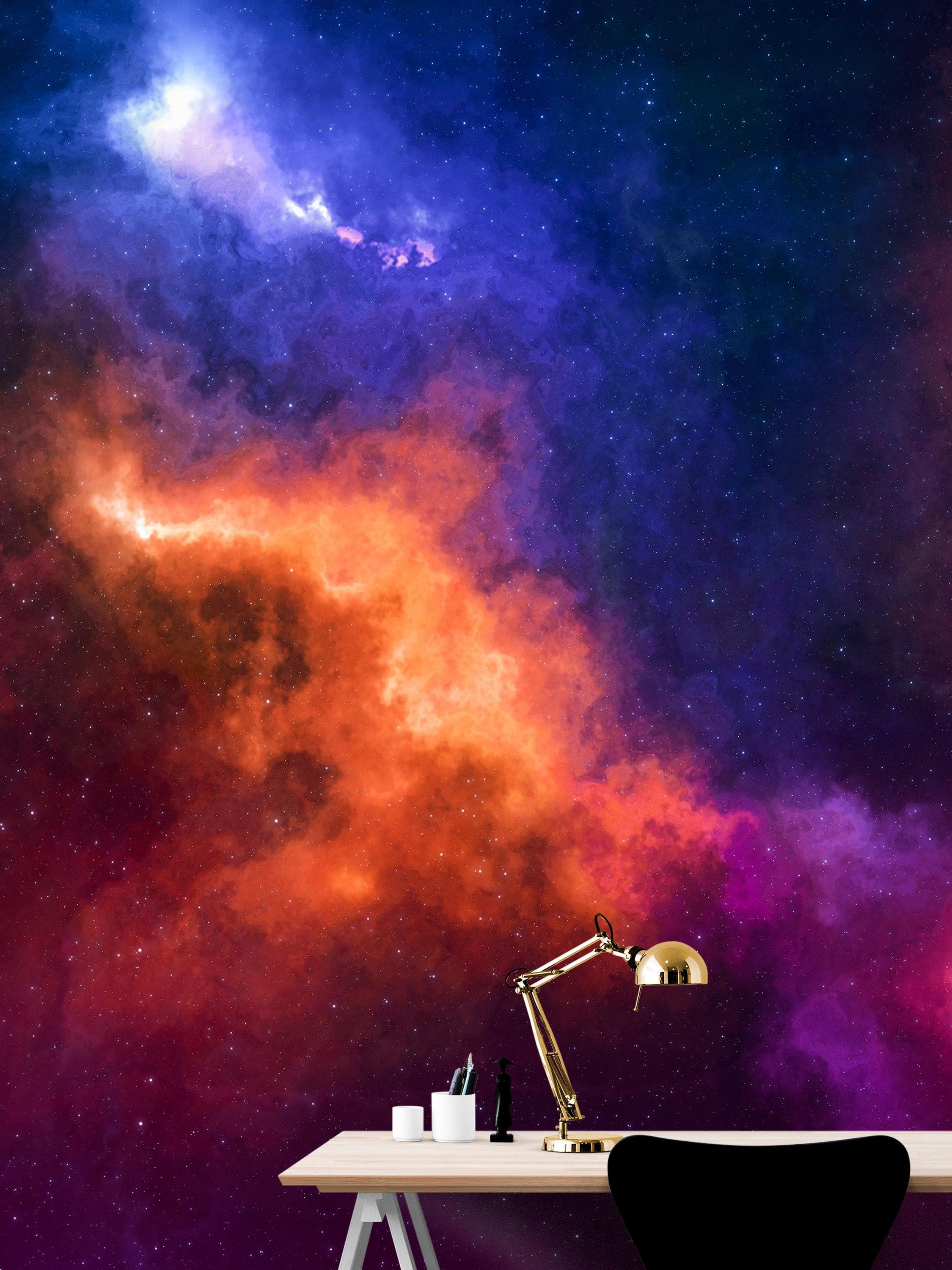 Mural de pared con diseño de galaxia espacial y nebulosa, papel tapiz autoadhesivo. #6295