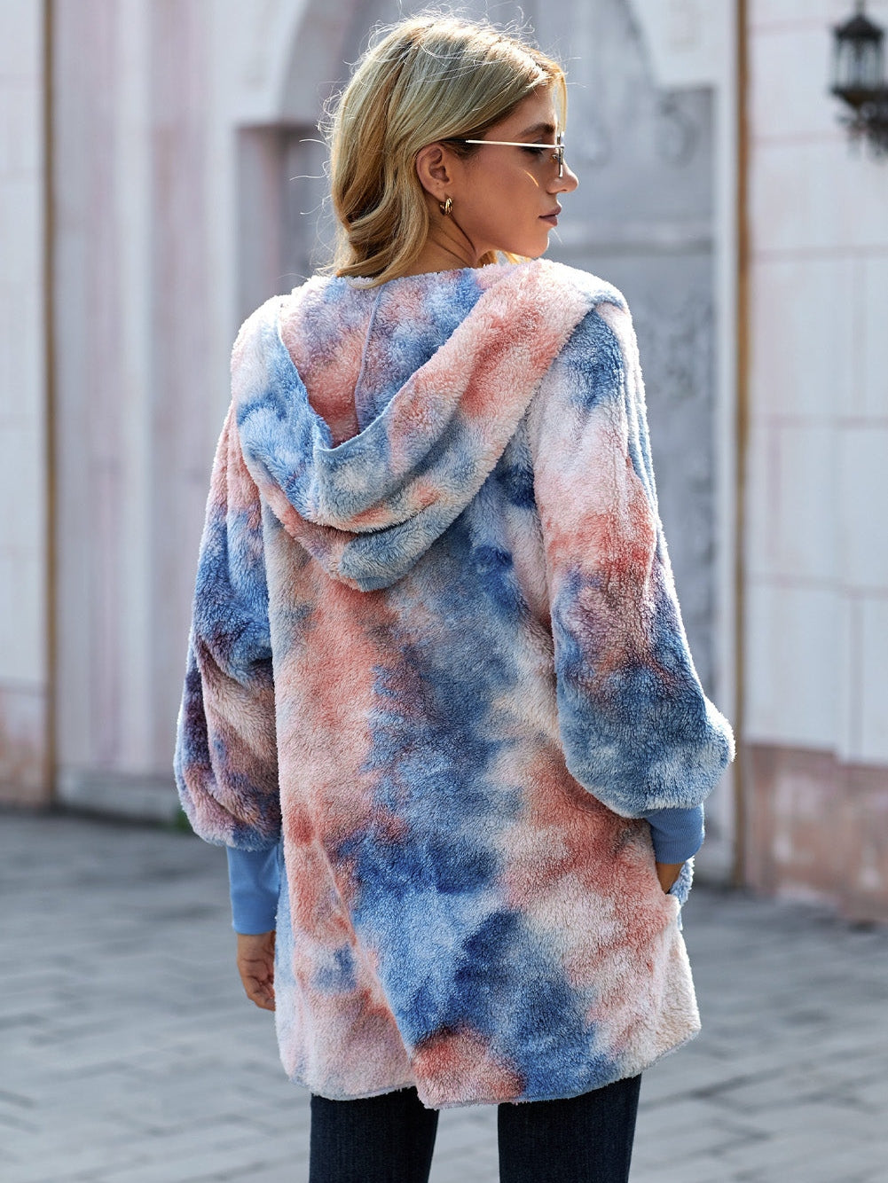 Drawstring Hooded Fleece Jacket