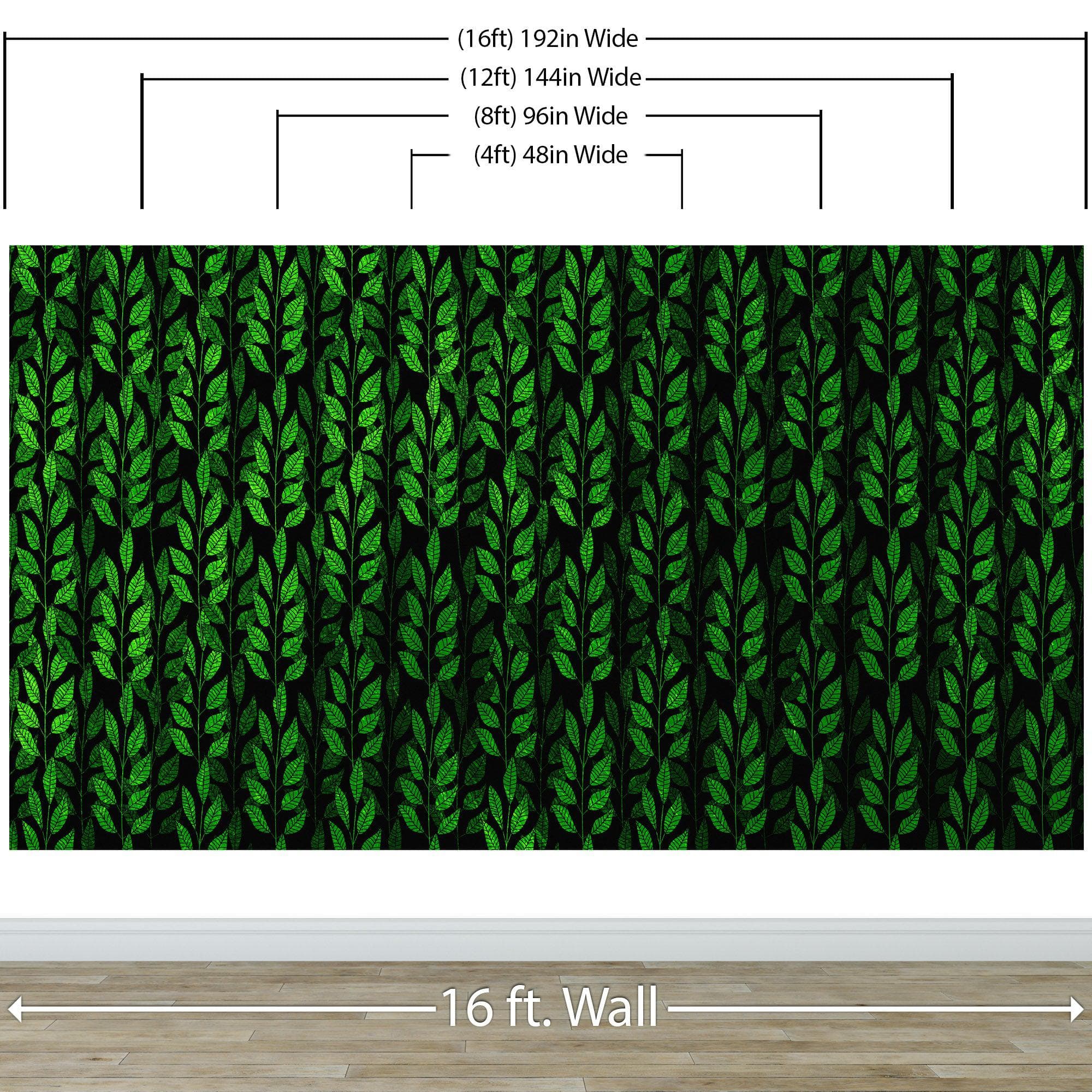 Mural de pared con temática de granja con hojas y enredaderas. Ilustración de fondo con cultivos verdes. #6305