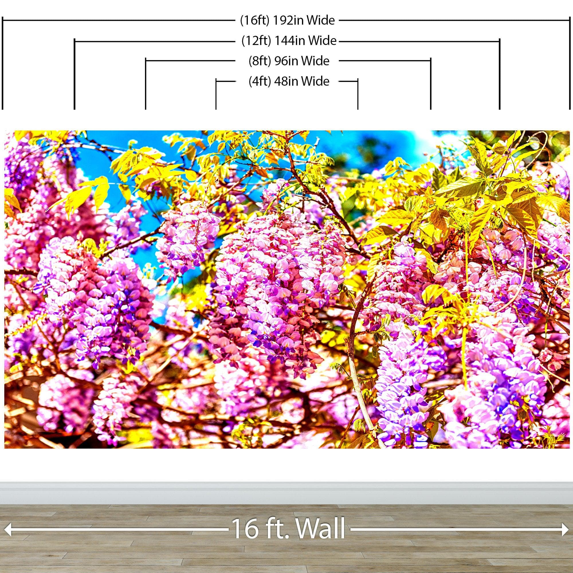 Mural de pared con flores de glicina de color morado. Papel pintado autoadhesivo. N.º 6307