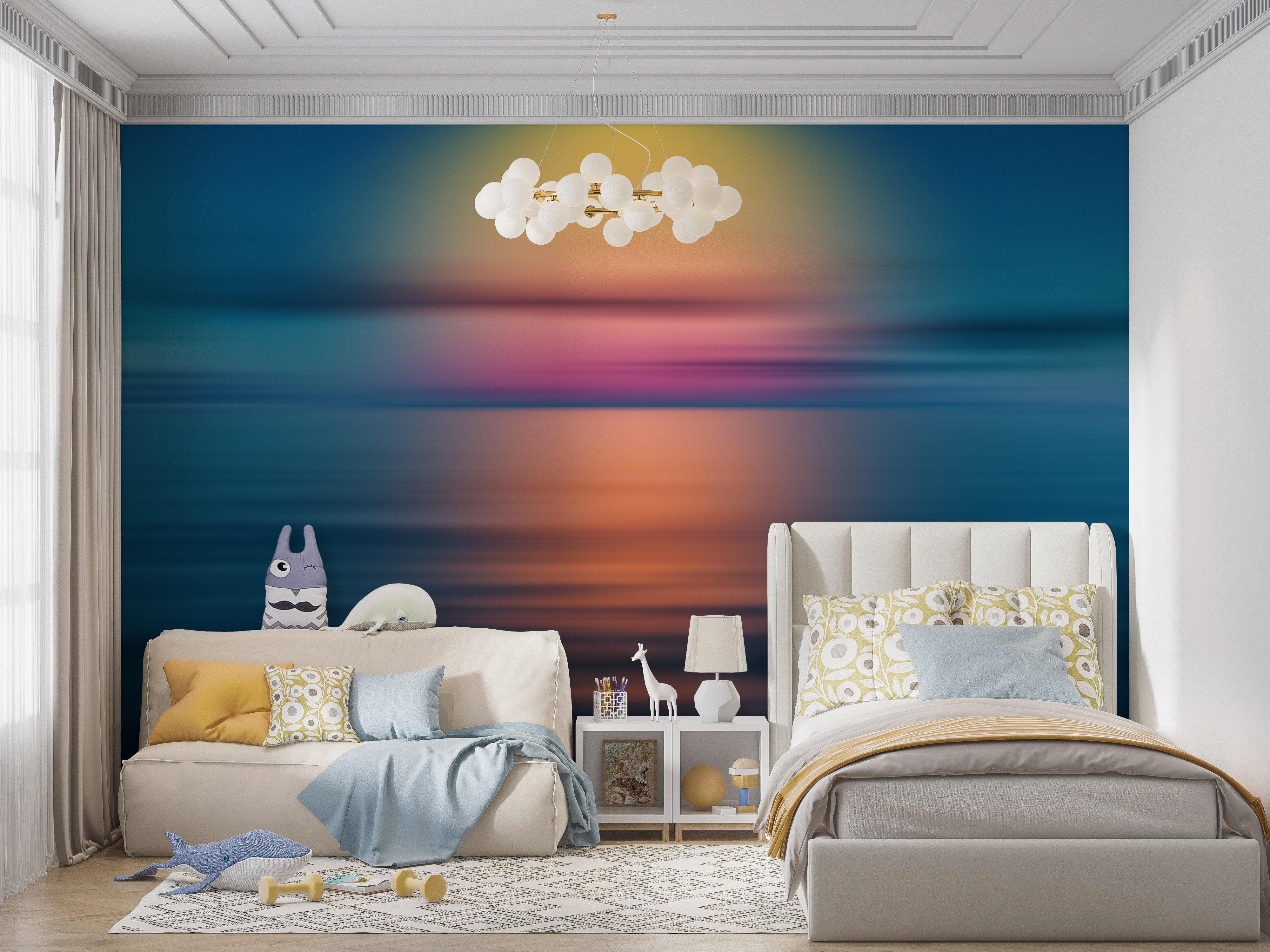 Mural de pared Puesta de sol sobre el horizonte del océano. Papel pintado autoadhesivo. N.º 6308