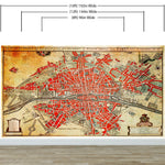 Fotomural vintage con mapa de París. Plattegrond van Parijs (ca. 1721-1774) de Guillaume Delisle. #6312