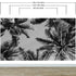 Mural de palmeras tropicales en blanco y negro. Estilo veraniego vintage. #6315