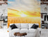 Mural de pared con puesta de sol y amanecer sobre un campo de trigo. Papel tapiz autoadhesivo. N.º 6323