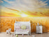 Mural de pared con puesta de sol y amanecer sobre un campo de trigo. Papel tapiz autoadhesivo. N.º 6323