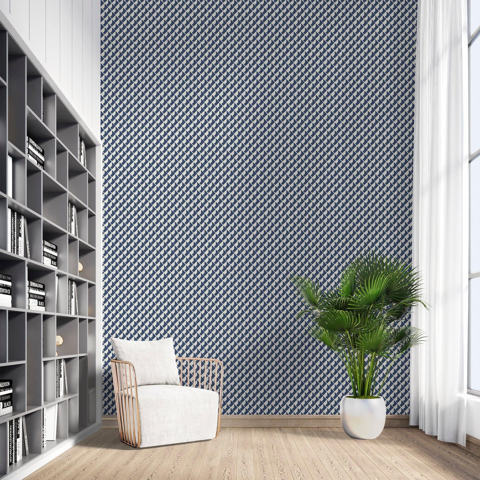 Mural de pared con diseño de formas geométricas modernas. Mosaico minimalista con forma de caja cuadrada y diseño Bauhaus. N.º 6328