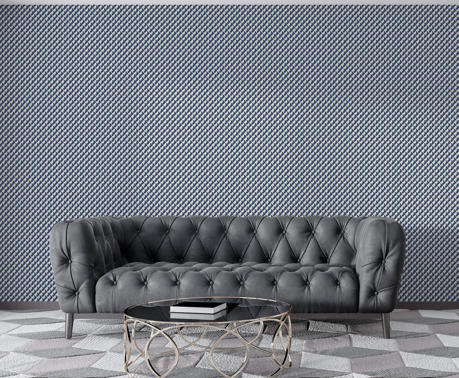 Mural de pared con diseño de formas geométricas modernas. Mosaico minimalista con forma de caja cuadrada y diseño Bauhaus. N.º 6328