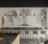 Mural de pared con árboles de bosque vintage. Diseño de arte abstracto monocromático con bocetos. Papel tapiz autoadhesivo. Mural de pared extraíble. N.º 6329