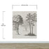 Mural de pared con árboles de bosque vintage. Diseño de arte abstracto monocromático con bocetos. Papel tapiz autoadhesivo. Mural de pared extraíble. N.º 6329