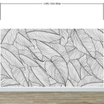 Papel tapiz de hojas de plátano, patrón de arte lineal de hojas de palmera, mural de pared autoadhesivo. #6330
