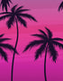 Mural de pared con ilustración de palmeras tropicales de Miami Vice Color Sunset. Colores vivos: azul Miami Vice y fucsia. N.º 6331