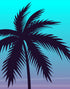 Mural de pared con ilustración de palmeras tropicales de Miami Vice Color Sunset. Colores vivos: azul Miami Vice y fucsia. N.º 6331
