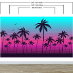 Mural de pared con ilustración de palmeras tropicales de Miami Vice Color Sunset. Colores vivos: azul Miami Vice y fucsia. N.º 6331