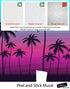 Mural de pared con ilustración de palmeras tropicales de Miami Vice Color Sunset. Colores vivos: azul Miami Vice y fucsia. N.º 6331
