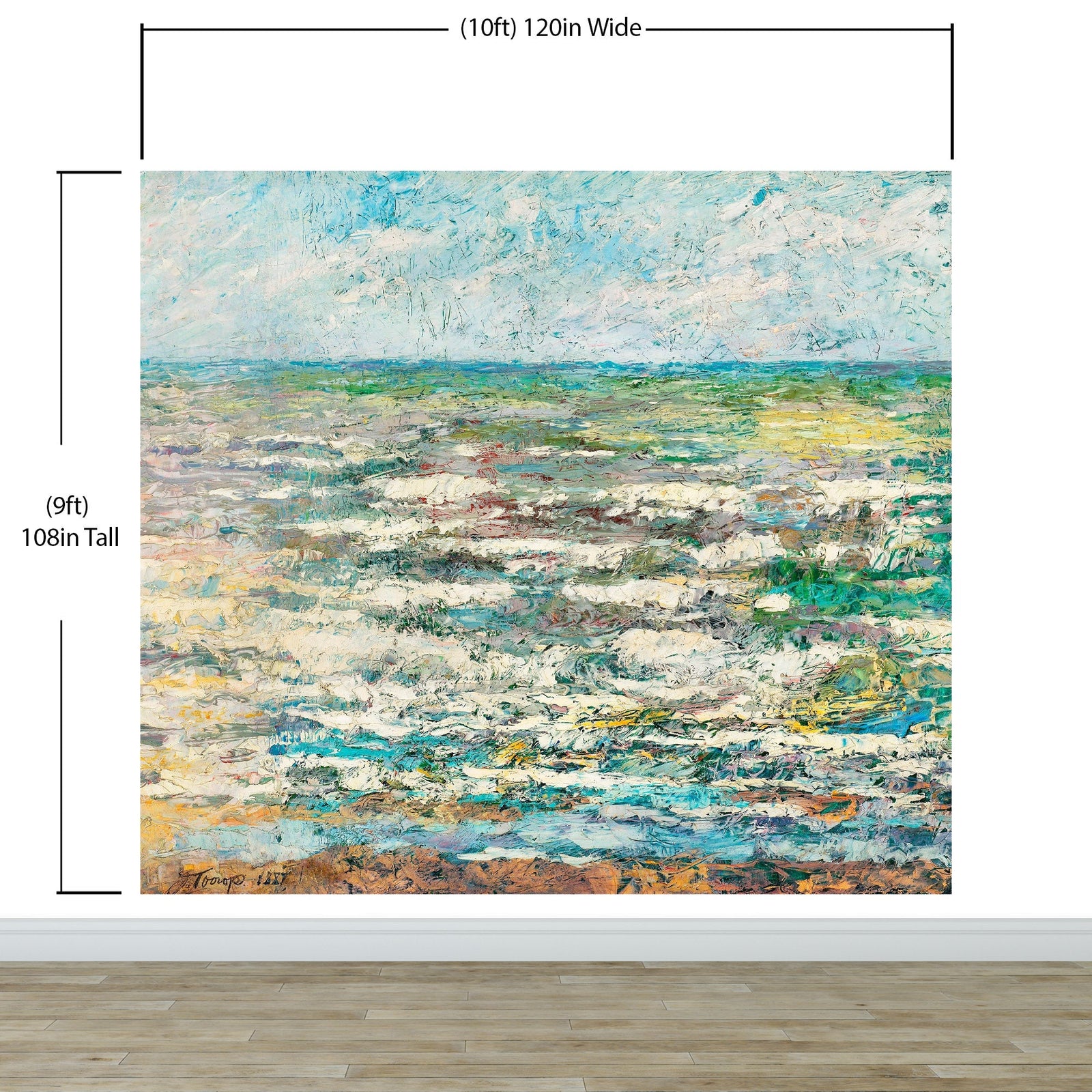 Cuadro El mar de Jan Toorop, 1887. Mural de pared o papel pintado autoadhesivo. N.º 6334