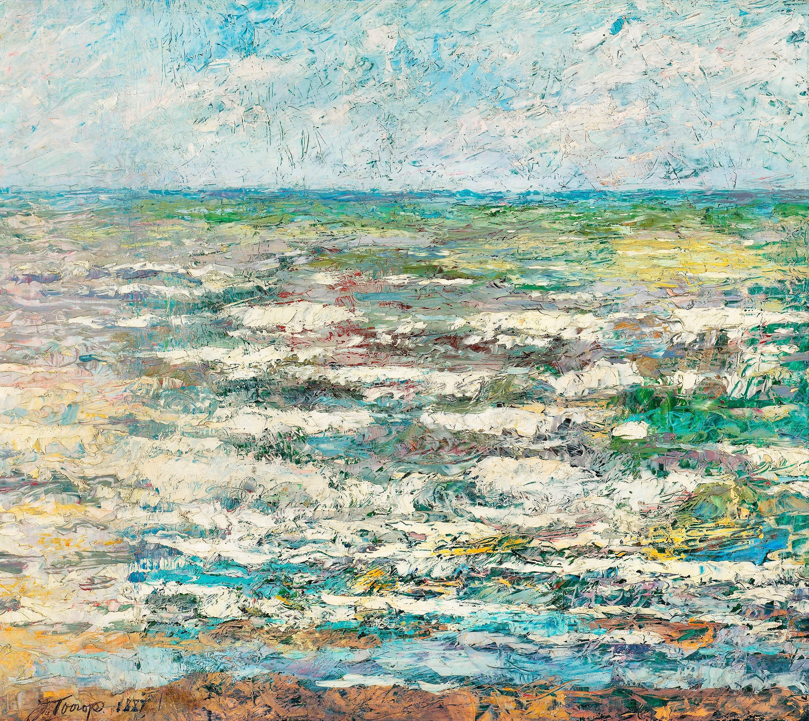 Cuadro El mar de Jan Toorop, 1887. Mural de pared o papel pintado autoadhesivo. N.º 6334