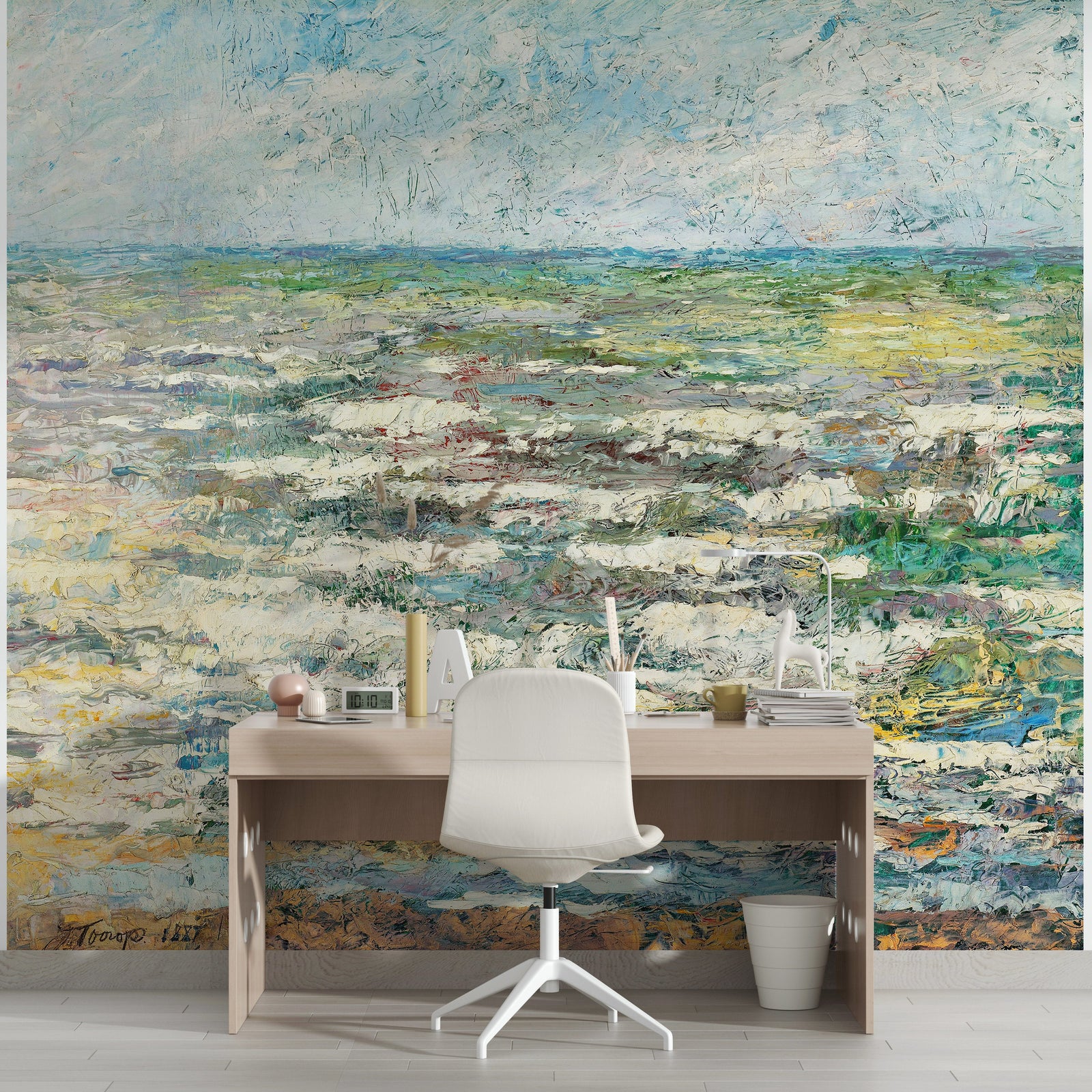 Cuadro El mar de Jan Toorop, 1887. Mural de pared o papel pintado autoadhesivo. N.º 6334