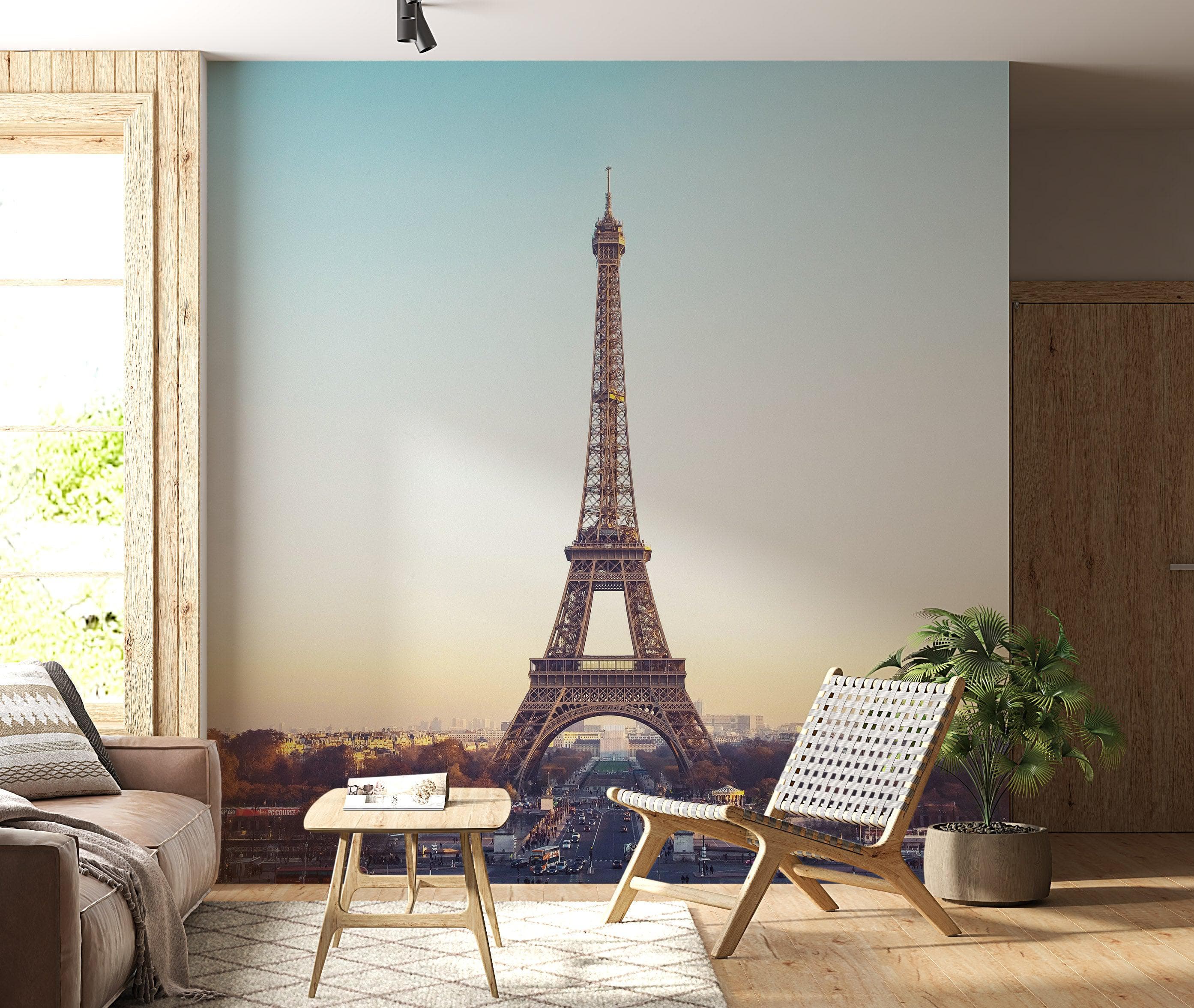 Mural de papel tapiz de la Torre Eiffel, despegable y adherible. / París, Francia / Decoración de estilo vintage europeo. #6366