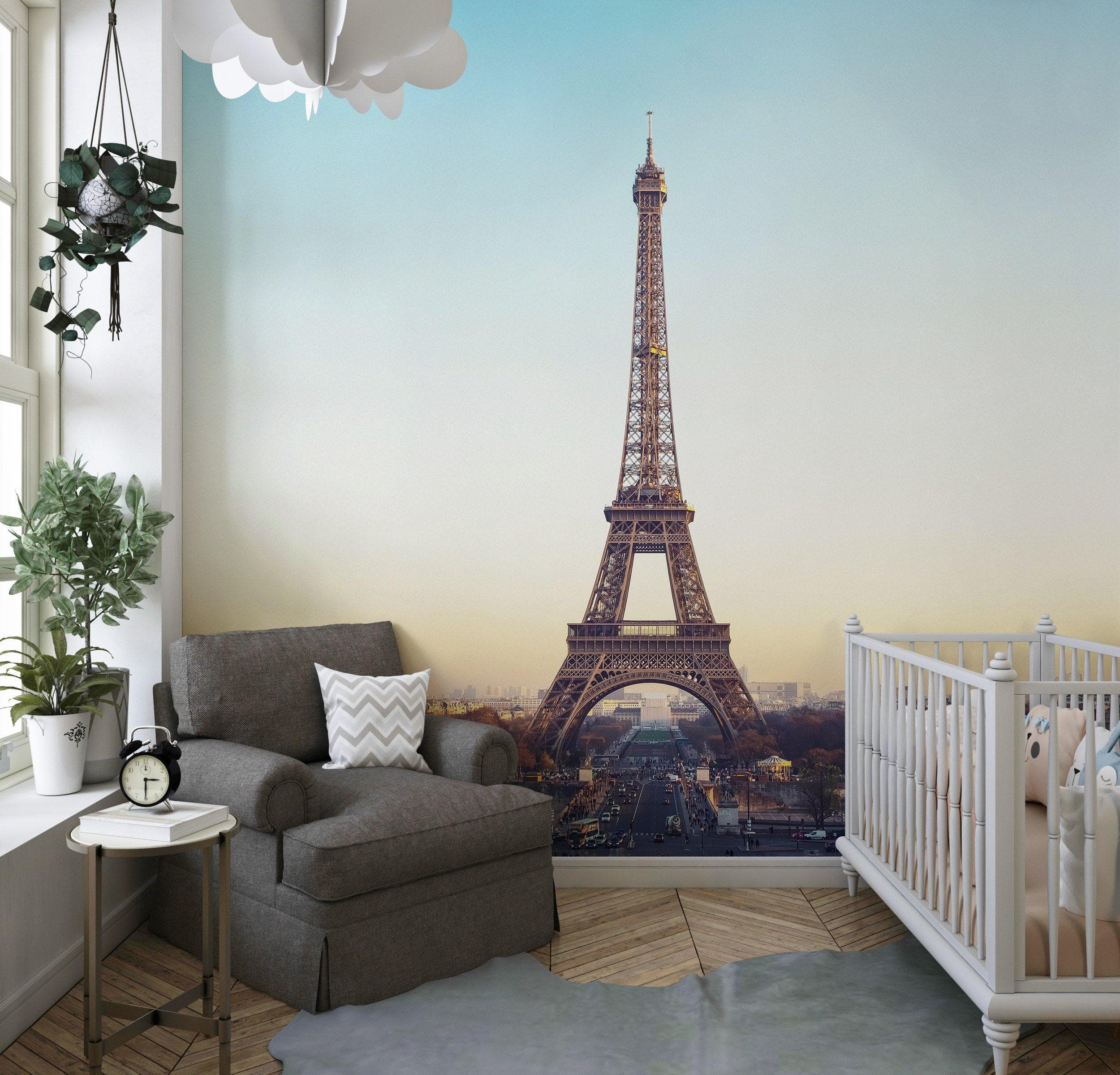 Mural de papel tapiz de la Torre Eiffel, despegable y adherible. / París, Francia / Decoración de estilo vintage europeo. #6366