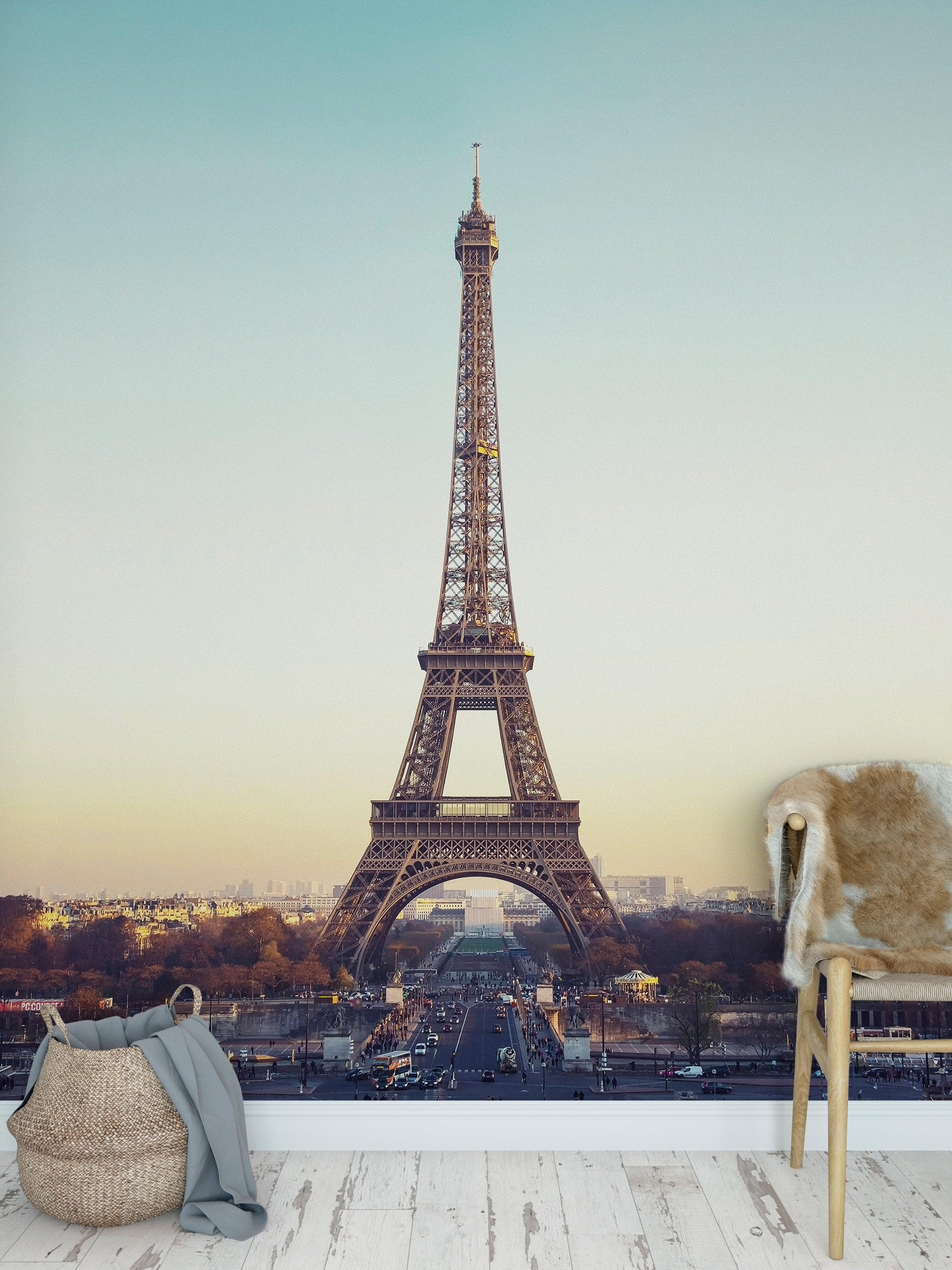 Mural de papel tapiz de la Torre Eiffel, despegable y adherible. / París, Francia / Decoración de estilo vintage europeo. #6366