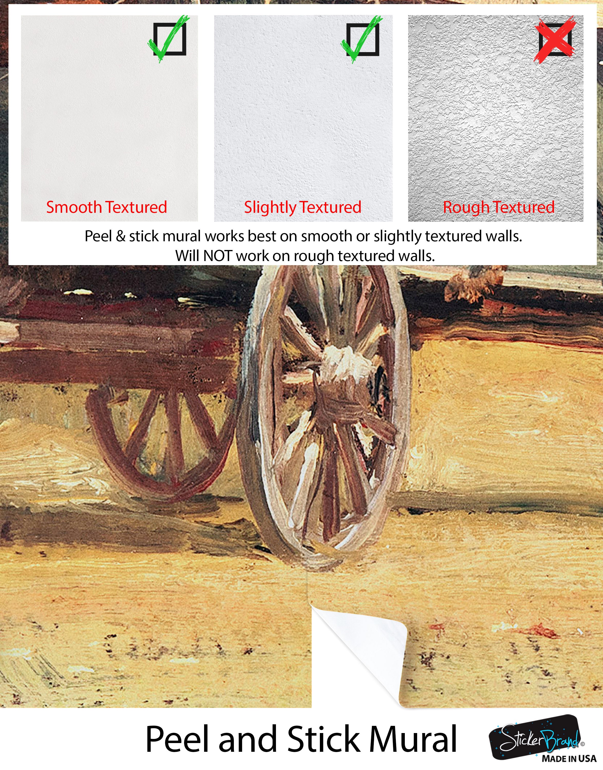 Mural de pared con temática de vaqueros del Oeste. Estudio de carros cubiertos de Samuel Colman. Obra de arte en pintura. Papel tapiz autoadhesivo. N.º 6339