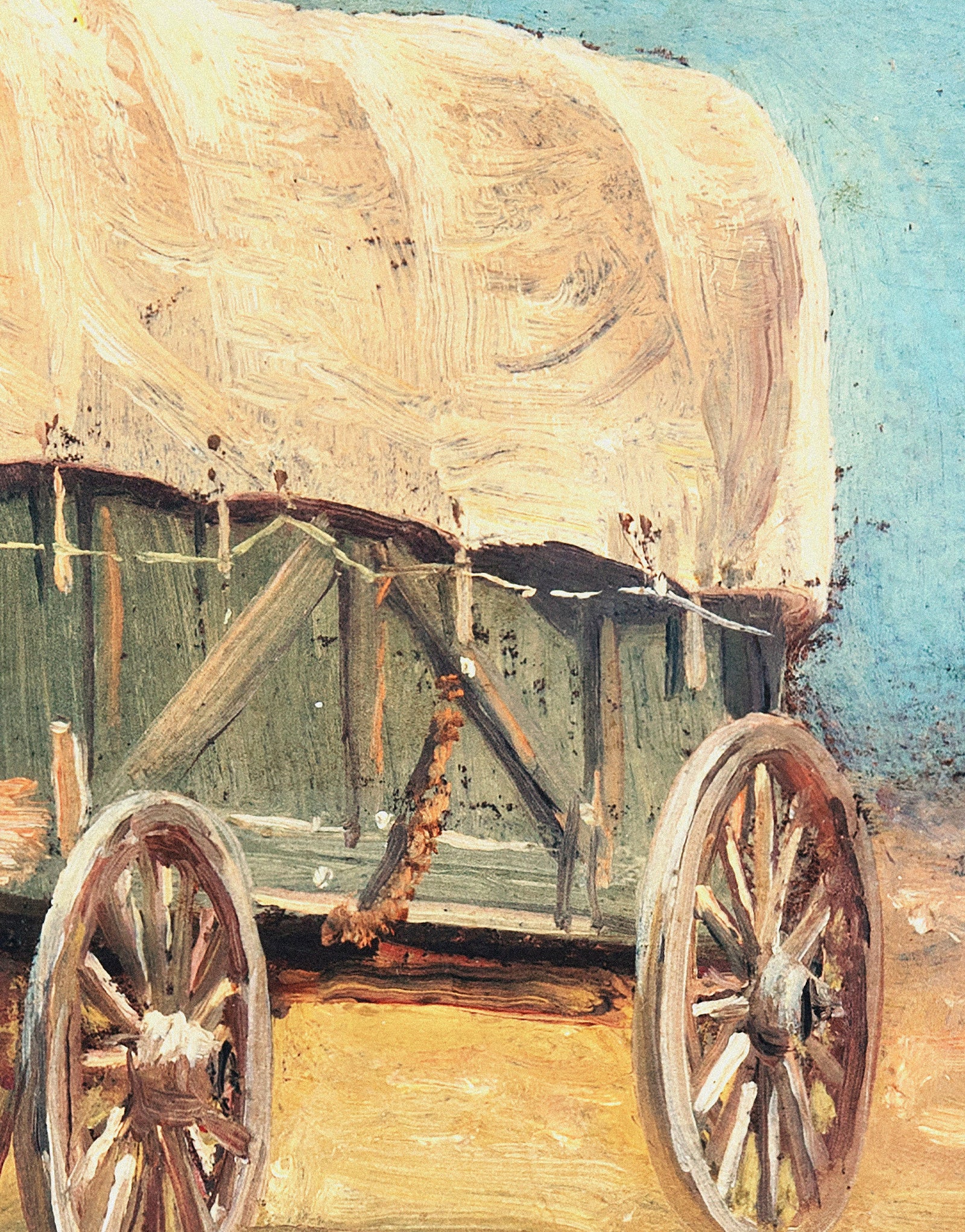Mural de pared con temática de vaqueros del Oeste. Estudio de carros cubiertos de Samuel Colman. Obra de arte en pintura. Papel tapiz autoadhesivo. N.º 6339