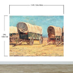 Mural de pared con temática de vaqueros del Oeste. Estudio de carros cubiertos de Samuel Colman. Obra de arte en pintura. Papel tapiz autoadhesivo. N.º 6339