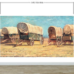 Mural de pared con temática de vaqueros del Oeste. Estudio de carros cubiertos de Samuel Colman. Obra de arte en pintura. Papel tapiz autoadhesivo. N.º 6339