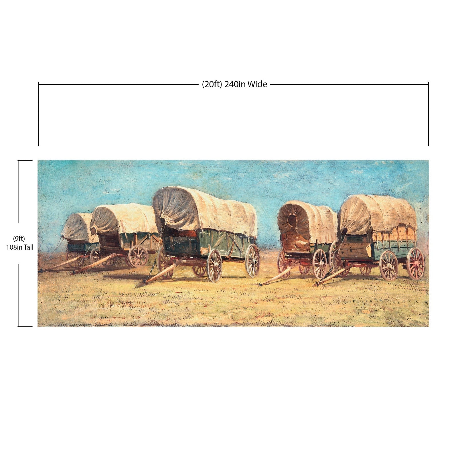 Mural de pared con temática de vaqueros del Oeste. Estudio de carros cubiertos de Samuel Colman. Obra de arte en pintura. Papel tapiz autoadhesivo. N.º 6339