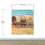 Mural de pared con temática de vaqueros del Oeste. Estudio de carros cubiertos de Samuel Colman. Obra de arte en pintura. Papel tapiz autoadhesivo. N.º 6339