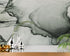 Mural abstracto de tinta de alcohol fluida en blanco y negro. Papel pintado autoadhesivo. #6341