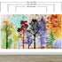 Mural de pared con árboles del bosque. Impresión abstracta en color. Papel tapiz autoadhesivo o mural de pared extraíble. N.º 6342