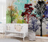 Mural de pared con árboles del bosque. Impresión abstracta en color. Papel tapiz autoadhesivo o mural de pared extraíble. N.º 6342