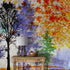 Mural de pared con árboles del bosque. Impresión abstracta en color. Papel tapiz autoadhesivo o mural de pared extraíble. N.º 6342