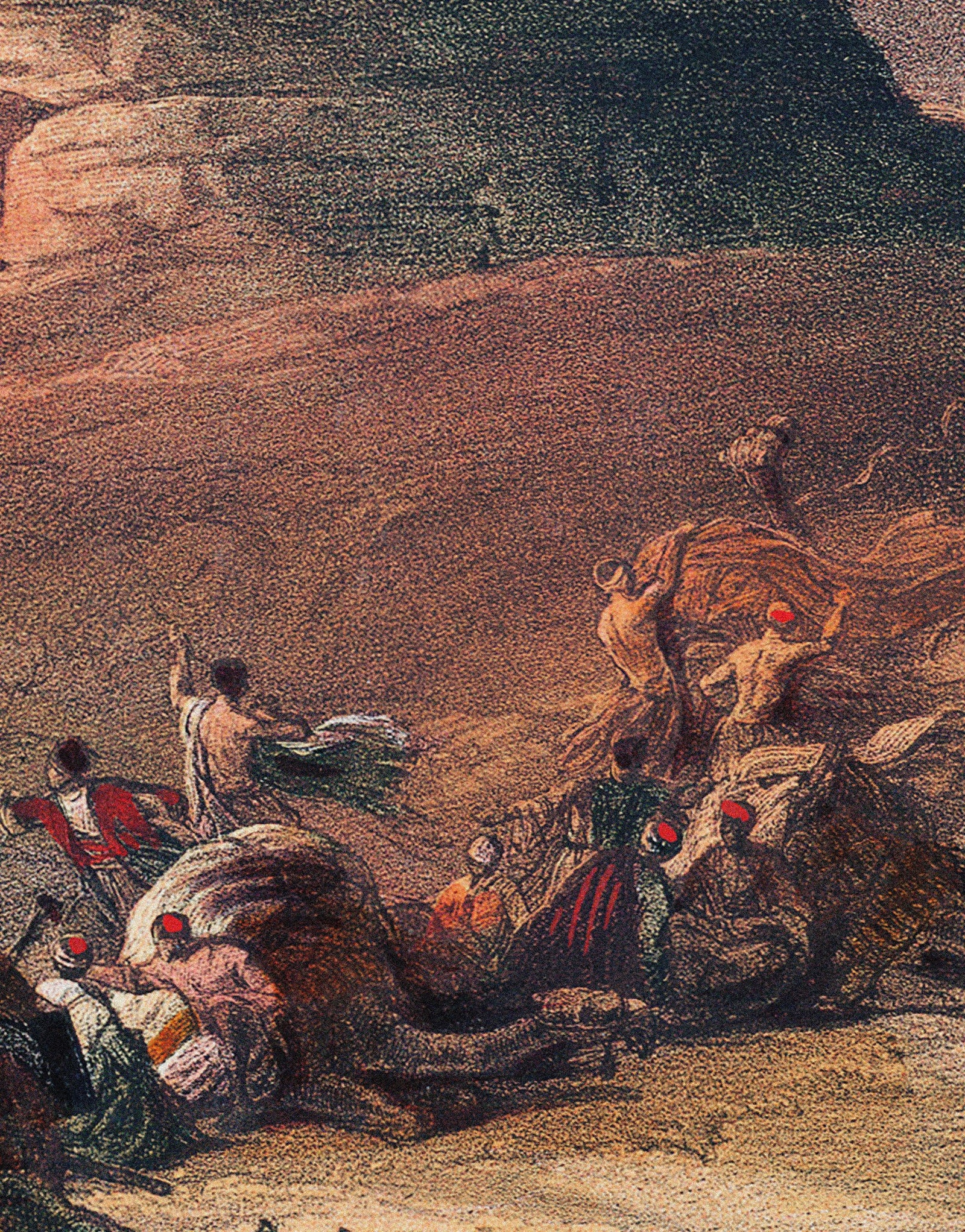 Mural de las pirámides del Antiguo Egipto. Ilustración de David Roberts sobre el acercamiento al desierto de Giza. #6343