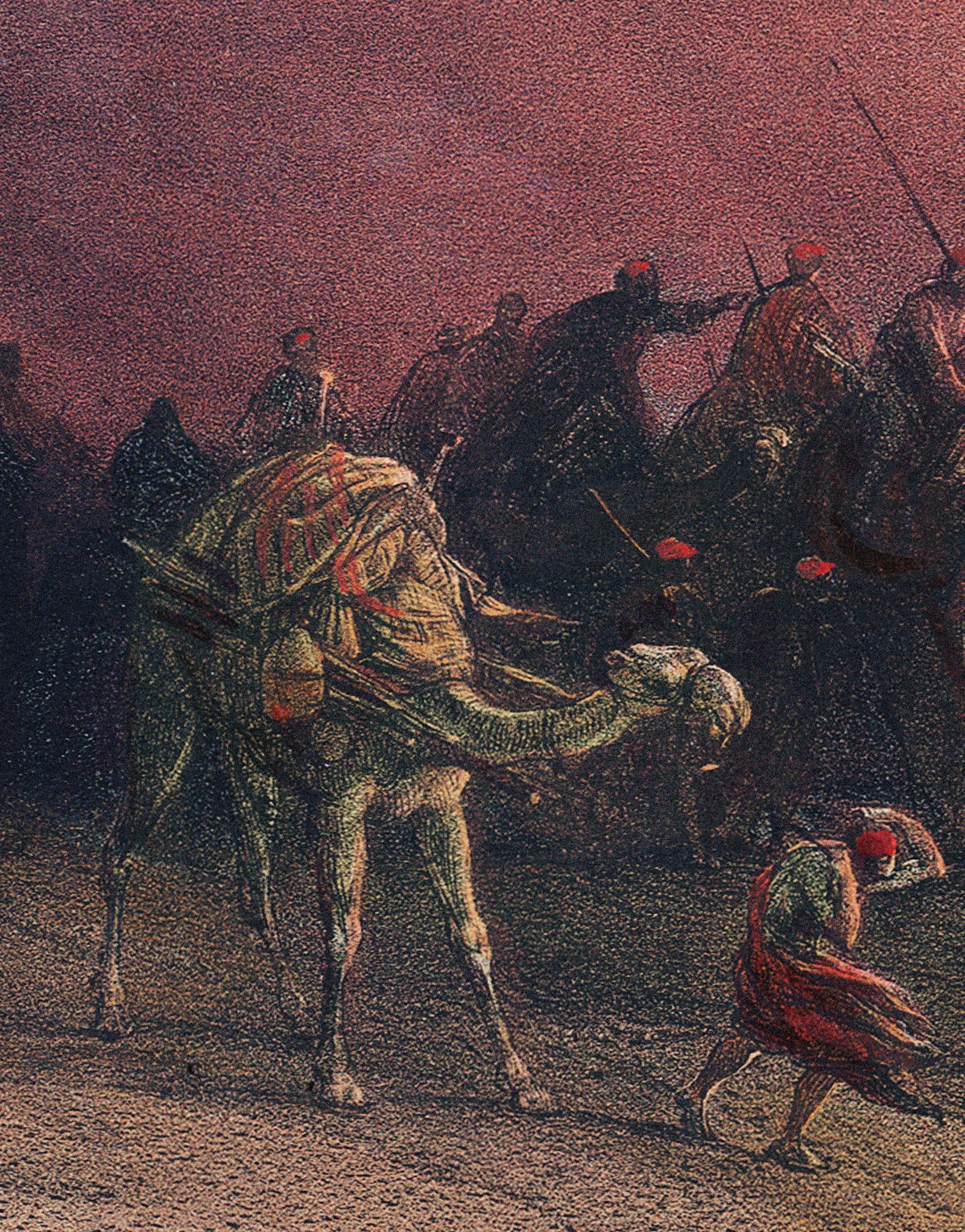 Mural de las pirámides del Antiguo Egipto. Ilustración de David Roberts sobre el acercamiento al desierto de Giza. #6343