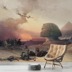 Mural de las pirámides del Antiguo Egipto. Ilustración de David Roberts sobre el acercamiento al desierto de Giza. #6343